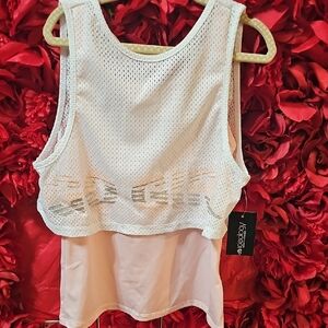 Ideology NWT Girls Mesh Layered White Top Size 7/8